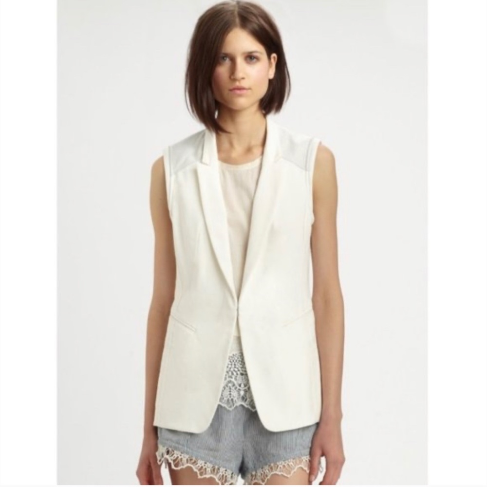 Rag & Bone cotton & leather accent vest